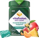Vitafusion Soft Chews μυών & υποστήριξης οστών (1), Ενηλίκων μασώμενη βιταμίνη D για την υποστήριξη των οστών & μυών, μεμονωμένα τυλιγμένη, τροπική γεύση σύντηξης, 30 μάσημα, 30 ημέρες προσφοράς