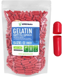 XPRS Nutra Μέγεθος 0 Κενές κάψουλες - 500 Count Empty Gelatin Κάψουλες - Χάπια DIY Καψάκιο Γέμισμα - Αγνή Bovine Fillable χάπια Gel Caps για Do-It-Yourself Συμπληρώματα (κόκκινο)