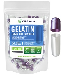 XPRS Nutra Μέγεθος 1 Κενές κάψουλες - 100 Count Empty Gelatin Κάψουλες - DIY Καψάκιο Γέμισμα - Pure Bovine Pill Gel Caps for Do-It-Yourself Συμπληρώματα (Pearl Purple/White)