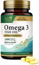Omega 3 Fish Oil 2400 mg - Τρίκλινη δύναμη Omega-3 συμπληρώματα - Φυσική εγκεφαλική καρδιά Υγεία & ανοσοποιητική υποστήριξη - Λιπαρά οξέα με EPA & DHA - Άγρια πιασμένο καθαρισμένο ιχθυέλαιο συμπλήρωμα - 120 Softgels