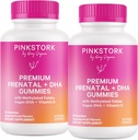 Pink Stork Premium Προγεννητικές Gummy Βιταμίνες με DHA, Φολικό και Βιταμίνη D - 60 Vegan Gummies - 2 Pack