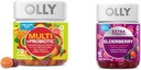 OLLY Adult Multivitamin Gummy με προβιοτικά, 1 δις CFUs, 70 Count and Extra Strength Elderberry Gummies, ανοσοποιητική υποστήριξη, 450mg, 60 Count