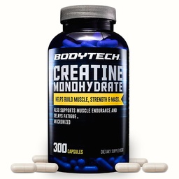 BODYTECH Creatine Monohydrate Κάψουλες ένα Micronized ένα Υποστηρίζει μυϊκή δύναμη, μάζα, και αντοχή (300 κάψουλες)