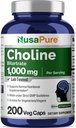 NusaPure Choline Bitartrate 1000 mg 200 κάψουλες Veggie (Βεγκανικά χορτοφαγικά, μη ΓΤΟ)