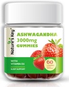 Nature's Key Ashwagandha Gummies, 3000mg High Potency Ashwagandha Root Extract with Vitamin D2, Stress, Calm Mood & Cognition, for Men & Women, Strawberry Flavor (60 Count of 1)