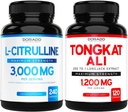 L Citrulline 3000mg Supplement (240 Count) L Arginine & Nitric Oxide Pills - Tongkat Ali For Men 1200mg 200 to 1 Extract - (120 Count) Support Strength,Drive & Athletic Performance - Vegan & USA Made