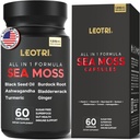 Βιολογικό Ιρλανδικό Moss Κάψουλες: Sea Moss 10500mg Μαύρο Λάδι Σπόρου 6000mg Κουρκουμάς 3000mg Ashwagandha 3000mg Bladderwrack 3000mg Burdock Root 3000mg Ginger για την υγεία των ορνίθων Superfood 60 κάψουλες