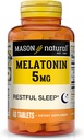 Mason Natural Μελατονίνη 5 mg με B6 & Ασβέστιο, Φυσική Βοήθεια στον Ύπνο, Υποστηρίζει Αναπαύσιμο Ύπνο, 60 δισκία