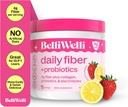 Belli Welli Fiber Supplement for Women&Men, Premium Daily Fiber Powder from Organic Acacia with Added Collagen, Electrolytes&Probiotics, No Bloat, Constipation&Gut Health Support (Strawberry Lemonade)
