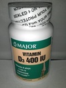Major Generic Vitamin D3 400 IU Dietary Supplement Bone Health 100 Tablets