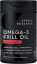 Αθλητική Έρευνα Krill Oil Συμπλήρωμα με EPA & DHA Omega 3, Φωσφολιπίδια & Ασταξανθίνη από την Ανταρκτική Krill - Υψηλότερη συγκέντρωση Krill Oil για άνδρες & γυναίκες - 1000mg, 30 κάψουλες Softgel