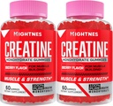 Creatine Monohydrate Gummies for Men & Women - Createine Pre-Workout Gummies with Taurine & Vitamin B6 B12 for Maximum Strength, Muscle, Energy, Endurance & Focus, Organic, Vegan - 120 Count