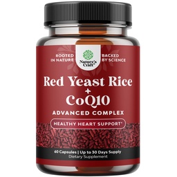 Red Yeast Rice with CoQ10 Supplement - Advanced Healthy Heart & Healthy Cholesterol Levels Formula for Men & Women - Extra Strength Capsule with Red Yeast Rice 1200 mg Capsles with CoQ10-60 Count