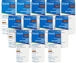 MAJOR Μέγιστη δύναμη Nasινικό αποσυμφορητικό spray, Oxymetazoline HCl 0,05% Pump Mist, Non-Drowsy Nasινικό spray, έως 12 ώρες ανακούφιση από Nasνική συμφόρηση, κρυολογήματα, και Αλλεργίες 1 Fl. Oz. (12-Pack)