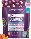 Ashwagandha Gummies and Lions Mane Mushroom Gummies Supplement - Organic - Reishi, Cordyceps, Turkey Tail, Maitake, Shithake, Chaga - Ανοσοποιητική Άμυνα, Ενισχύει τη Γνωστική Απόδοση, Vegan, Χαμηλή Καρβίδα