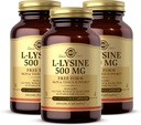 Solgar L-Lysine 500 mg - 100 κάψουλες λαχανικών, Συσκευασία 3 - Υποστήριξη δέρματος & ιστού - Μη ΓΤΟ, Vegan, Kosher, Χωρίς γλουτένη - 300 Σύνολο Σερβιρίσματος