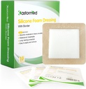 Kastormed Silicone Αυτοκόλλητο Αφρός Dressing with Gentle Border 4''x4'' 10 Pack, Υψηλή Απορροφητικότητα Foam Wound Bandage for Bed Sore, Leg Ulcer, Diabetic Ulcer