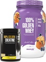 Maxler 100% Golden Whey (Blueberry Muffin 2 Lb) & 100% Golden Creatine (Unflaved 10,6 oz)
