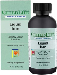 ChildLife Απαραίτητο υγρό σίδηρο - συμπληρώματα σιδήρου για τα παιδιά, υποστηρίζει υγιή λειτουργία του αίματος, όλα τα φυσικά, χωρίς γλουτένη, Σιδήρου σταγόνες για τα βρέφη - φυσικό μούρο άρωμα, 4 Fl μπουκάλι Oz
