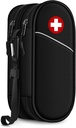 SITHON Double-Layer Epipen θήκη μεταφοράς, Travel Medication Organizer τσάντα έκτακτης ανάγκης Ιατρικό πουγκί Holds 2 EpiPens, Asthma Inhaler, Anti-Histamine, Auvi-Q, Αλλεργία Ιατρική Απαραίτητα (Μαύρο)
