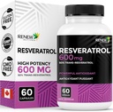 Renew Actives Resveratrol Supplement 600mg ανά υπηρεσία - Υψηλής ισχύος Αντιοξειδωτικό Σύμπλεγμα με 50% Trans-Resveratrol – Υποστηρίζει Κυτταρική Υγεία & μακροβιότητα - Made in Canada – 60 Vegan Κάψουλες