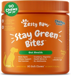 Zesty Paws Stay Green Bites for Dogs - Grass Burn Μαλακές μασέλες για Lawn Spots Προκαλούνται από το σκυλί ούρα - με Cranberry για την ουρική αρθρίτιδα & Bladder - Κοτόπουλο - 90 κόμης