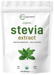Pure Organic Stevia Powder, 1 λίρα (2.837 μερίδες), Highest Grade Stevia Green Leaf Extract Reb-A 