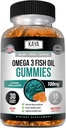 Kaya Naturals Omega 3 Fish Oil Gummies - Συμπλήρωμα ιχθυελαίου με EPA & DHA λιπαρά οξέα - βοηθά τον εγκέφαλο υποστήριξης, το μάτι, την καρδιά υγεία & ανοσοποιητική υποστήριξη - μη-GMO - 30 κόμης