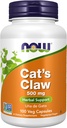 NOW Foods Συμπληρώματα, Cat's Claw 500 mg, Μη ΓΤΟ Πρόγραμμα Επαληθευμένο, Βοτανικό Συμπλήρωμα, 100 Veg Κάψουλες