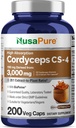 NusaPure Cordyceps 20:1 Extract, 150 mg Ισοδύναμα με 3.000 mg 200 κάψουλες Veggie (Sinensis CS-4, Non-GMO, Vegan) Bioperine