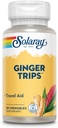 SOLARAY Ginger Trips Travel Aid | Root Extract | Healthy Digestive Support w/Honey, Stevia & Molasses | 60 Chewables