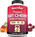 Nutrivein Premium Tart Cherry Κάψουλες 3000mg: Ultra Strength Tart Cherry Extract συμπλήρωμα για μετά-αθλητική ανάκτηση, Detox, ανάπαυση, & κινητικότητα