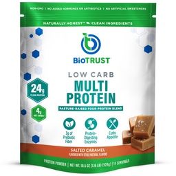 BioTrust χαμηλής περιεκτικότητας σε πρωτεΐνες υδατανθράκων σκόνη - Υγιεινή απομονωμένη σκόνη πρωτεΐνης ορού γάλακτος και καζεΐνη ανάμειξη από χόρτο-Fed, πάστα-raised βοοειδή, Plus Digestive Ένζυμα - Αλατισμένο Caramel, 14 εξυπηρετούν