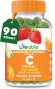 Lifeable Vitamin C - Great Tasting Natural Flavor Gummy Supplement - Vegetarian GMO-Free Chewable Vitamins - for Immune Support - 90 Gummies (1050 mg)