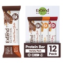 Extend Sugar Free Protein Bars, Perfect Diabetic Snacks, High Protein and Fiber, Hunger Control & Standy Energy, Low Carb, Keto Friendly (12 Count, Variety Pack)