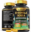 Rhodiola Rosea συμπλήρωμα - 8in1 Formula - Συνδυάστε με Ashwagandha, Turmeric, Berberine, Maca, χαμομήλι, πράσινο τσάι, και μαύρο πιπέρι - θρεπτικά πλούσια - 150 κάψουλες Vegan