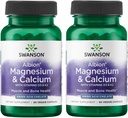 Swanson Albion Chelated Magnesium & Calcium 2:1 90 Veg Capsules (2 Pack)
