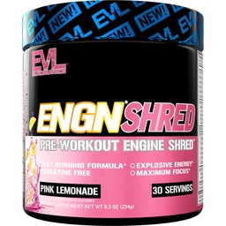 EVL Ultimate Preworkout Powder - Θερμογόνος καύση λίπους Υποστήριξη Preworkout Powder Drink for Lasting Energy Focus and Stamina - ENGN Shred Intense Create Free Preworkout Drink Mix - Pink Λεμονάδα