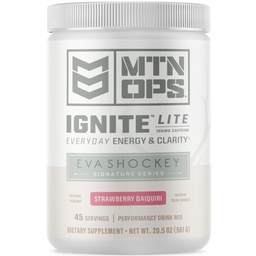 ΜΤΝ OPS Ignite Lite Energy Drink Powder Χωρίς γλουτένη Συμπλήρωμα νιτρικού οξειδίου Drink Mix, L Arginine, L Citrulline, Caffeine & Nootropic Sugar Free Drink Mix, 45 Servings, Strawberry Daiquiri Flavor by Eva Shockey