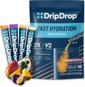 DripDrop Hydration Packets - Tropical Variety Pack - Single Σερβίρετε Ηλεκτρόλυτες Powder Drink Mix - Mango, Açaí, Πάθος Φρούτα, Piña Colada - Μη ΓΤΟ, Χωρίς Γλουτένη, Vegan - 16 Sticks