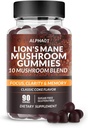 Mushroom Gummies - 10x Mushroom Supplement με Ashwagandha και Lions Mane - Nootropic Brain Supplement, Immune Support & Stress Relief (90 CT) Classic Coke