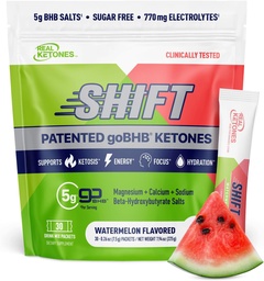 Real Ketones BHB Exogenous Ketones Drink Mix Packets Keto Electrolytes Powder Packets No Sugar with 4 Main Fasting Electrolytes Plus Hydrating Patented Keto BHB - 30 Count Watermelon
