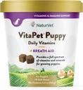NaturVet – VitaPet Puppy Daily Vitamins for Dogs – Plus Breath Aid – Συγκεκριμένα σχεδιασμένα για να παρέχουν κουτάβια με τις βασικές βιταμίνες, τα ορυκτά, τα αμινοξέα και τα λιπαρά οξέα (70 μαλακά μάσημα)
