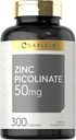 Carlyle Zinc Picolinate 50mg | 300 Capsules | Non-GMO and Gluten Free Supplement