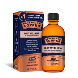 Sovereign Bio-Active Copper Hydrosol - Bioδιαθέσιμο Copper Liquid Supplement for Adults and Kids with Silver Hydrosol for Hair, Skin, and Nails - 4 fl oz (118 mL)