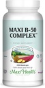 Maxi Health Stress Relief Vitamin B Complex για γυναίκες και άνδρες, Βιταμίνη Β6, Β12, Βιοτίνη, Ινοσιτόλη, Folate, Vegan, Γλουτένη & Χωρίς γάλα, Kosher, Χωρίς γεύση, 100 Count