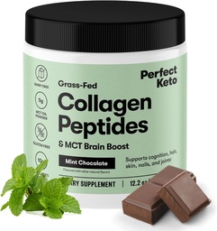 Perfect Keto Collagen Protein Powder with MCT Oil - Grassfed, GF, Multi Supplement, Best for Ketogenic Diets, Use as Keto Creamer, in Coffee and Shakes for Women & Men (Mint Chocolate)