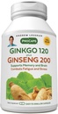 ANDREW LESSMAN Ginkgo 120 Plus Ginseng 200mg - 30 κάψουλες - Standardized Extract Blend to Support Brain, Memory and Cognitive Function. Adaptogen, καταπολεμά το άγχος και τη κόπωση. Χωρίς πρόσθετα
