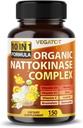VEGATOT Organic Nattokinase Complex - 10IN1 Formula Vitamin D3, Νιασίνη, Βιταμίνη K2, Ψευδάργυρος, CoQ10, Quercetin - Κατασκευάζεται στις ΗΠΑ (150 Count (Pack of 1))