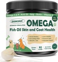 ZEBORA Omega 3 ιχθυέλαιο για σκύλους, άγριο ψάρι σκύλου, EPA & DHA, λάδι κριλ, Kelp, το δέρμα και το παλτό συμπλήρωμα, Anti Itch & Shedding, υποστήριξη ξηρό δέρμα, κοινή υγεία, Αλλεργία σκύλου ανακούφιση